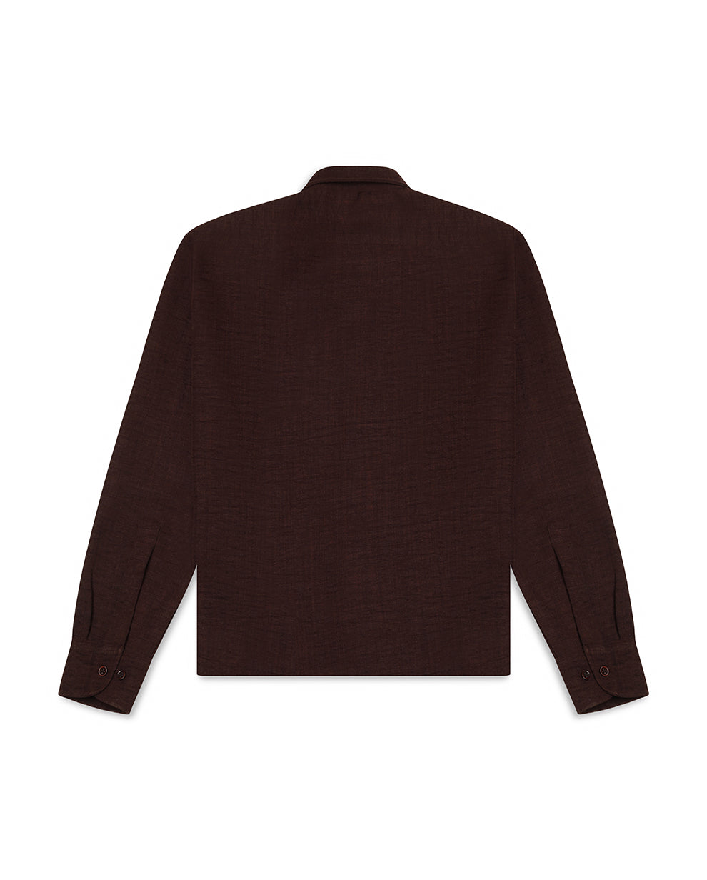 MOCHA LINEN BLEND SHIRT